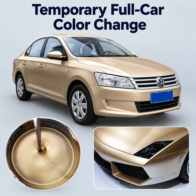 Gold-coloured vehicle and temporary paint finish examples